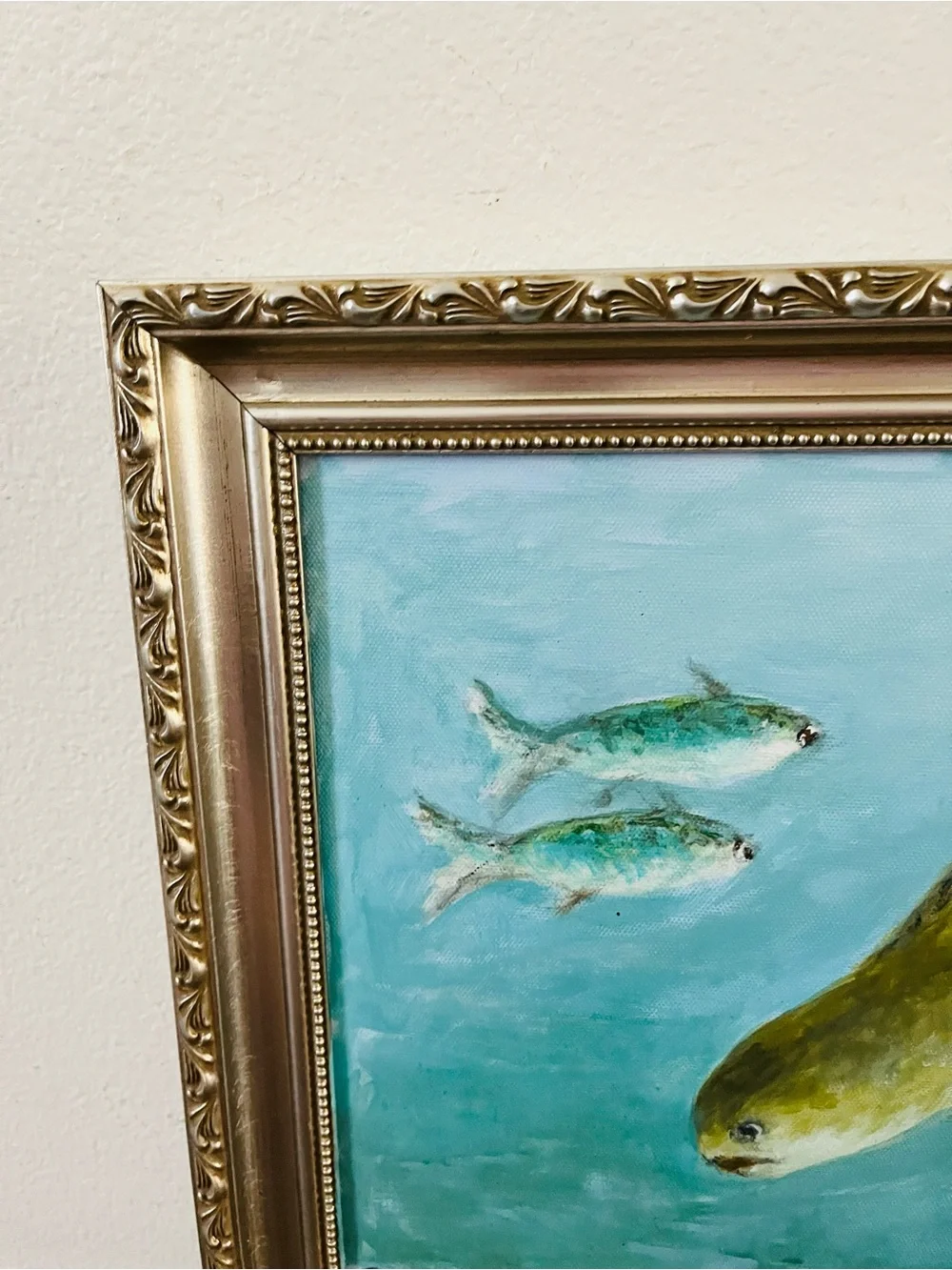 Hand-Painted Fish Aquarium Art Print - Green 17/21 inches